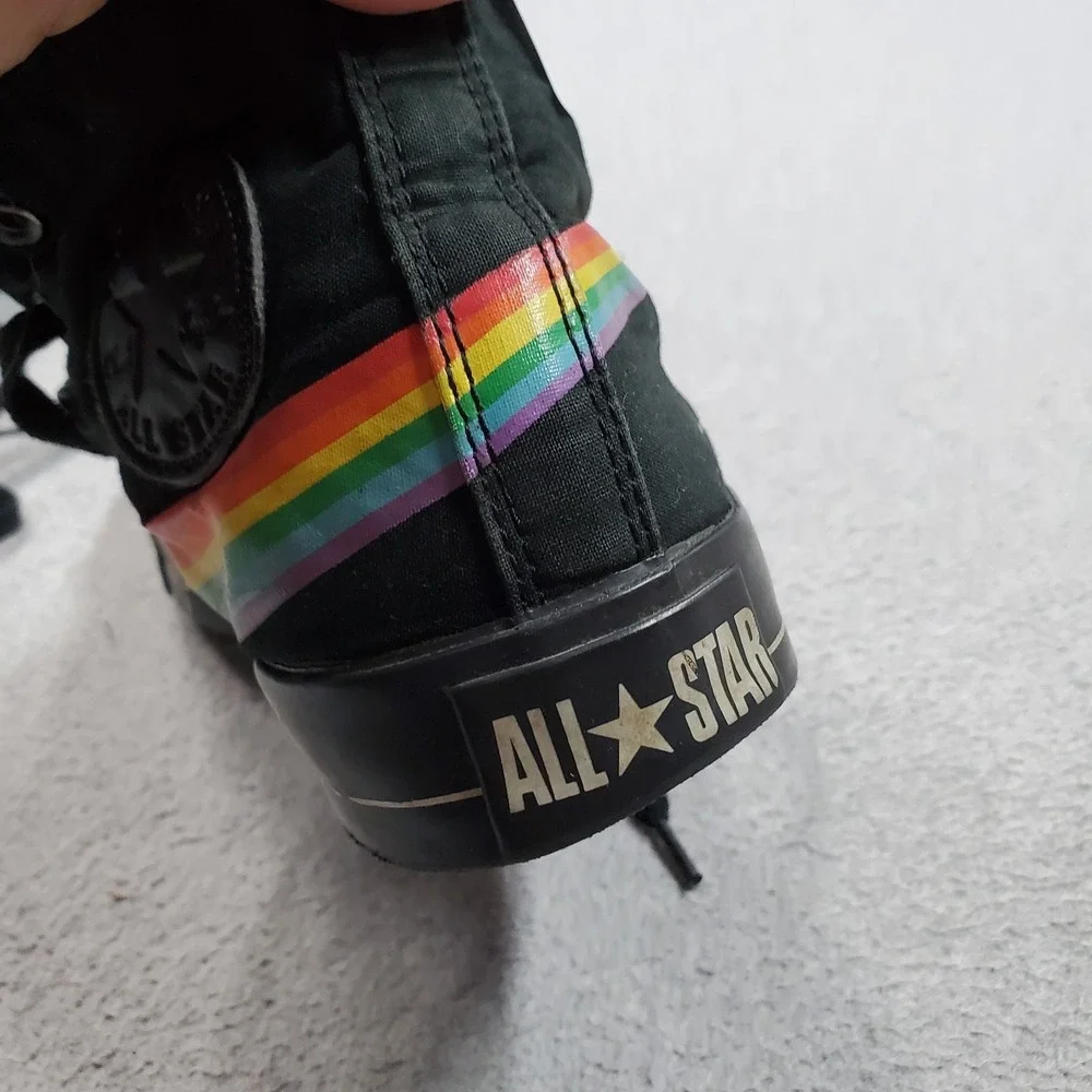 Converse Women Shoes 8 Black Pink Floyd Dark Side of the Moon High Top Y2K READ
